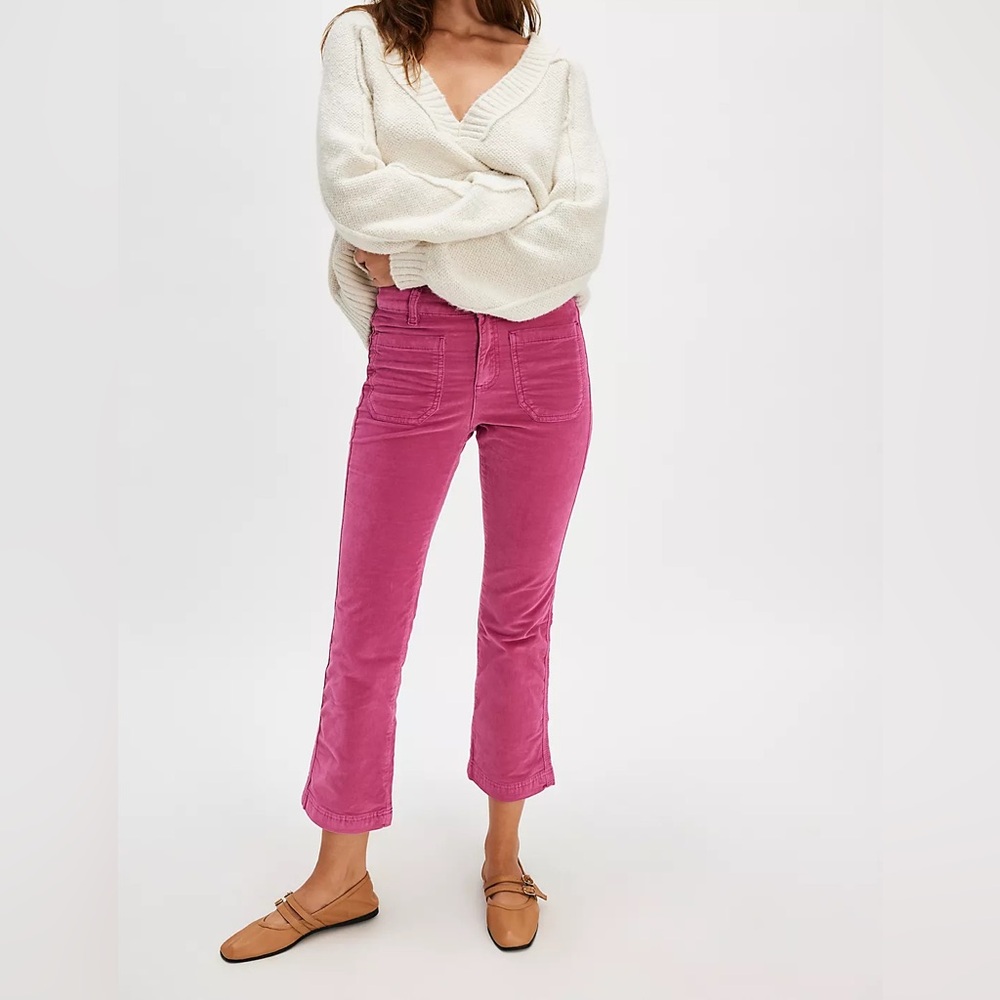 High Time Velvet Kick Flare Pants Pink Size 6